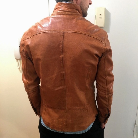 Diesel Leather Brown Western Men Shirt Jacket Sz S - Picture 2 of 8